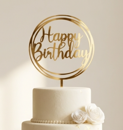Topo de Bolo Happy Birthday | Acrílico