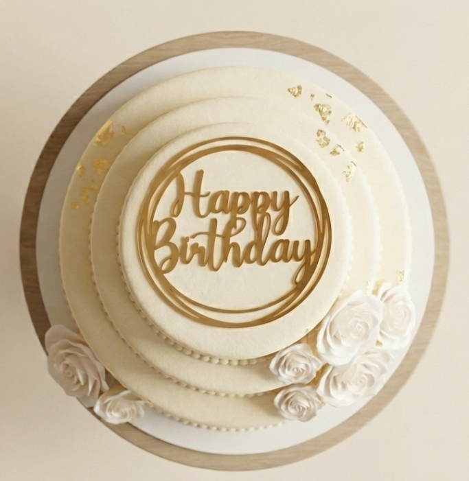 Topo de Bolo Happy Birthday Deitado | Acrílico
