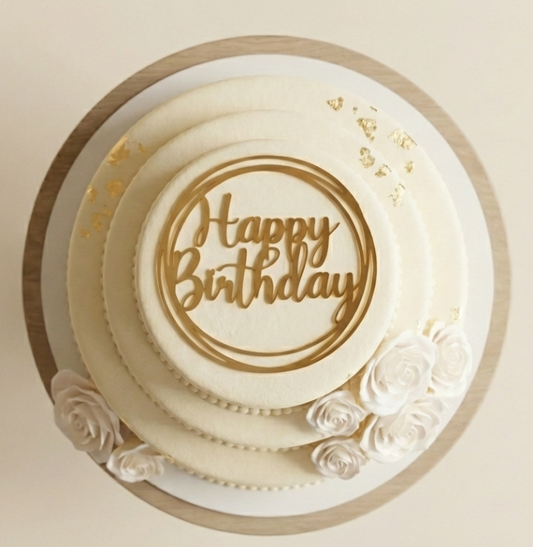 Topo de Bolo Happy Birthday Deitado | Acrílico