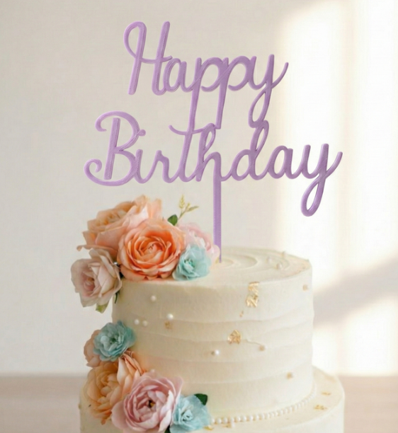 Topo de Bolo Happy Birthday 02 | 3D
