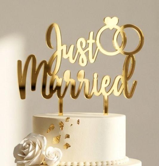 Topo de Bolo Just Married | Acrílico