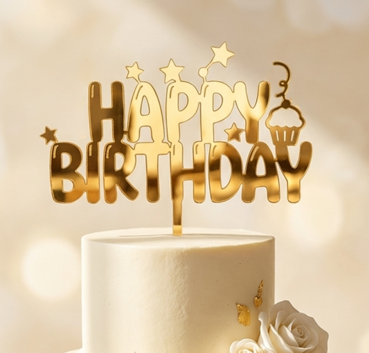 Topo de Bolo Happy Birthday 03 | Acrílico