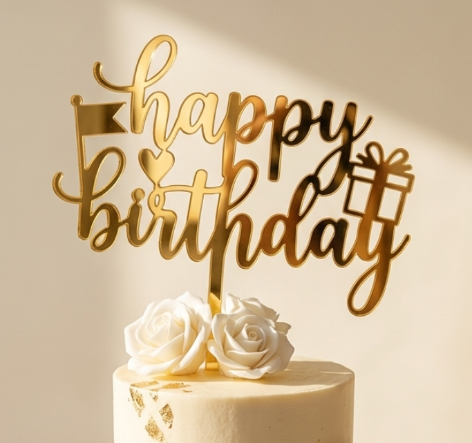 Topo de Bolo Happy Birthday 04 | Acrílico