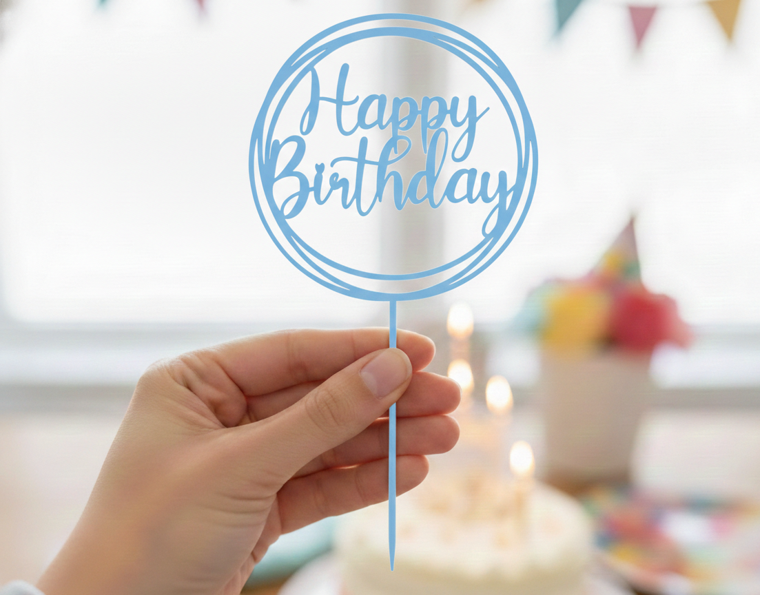 Topo de Bolo Happy Birthday | 3D