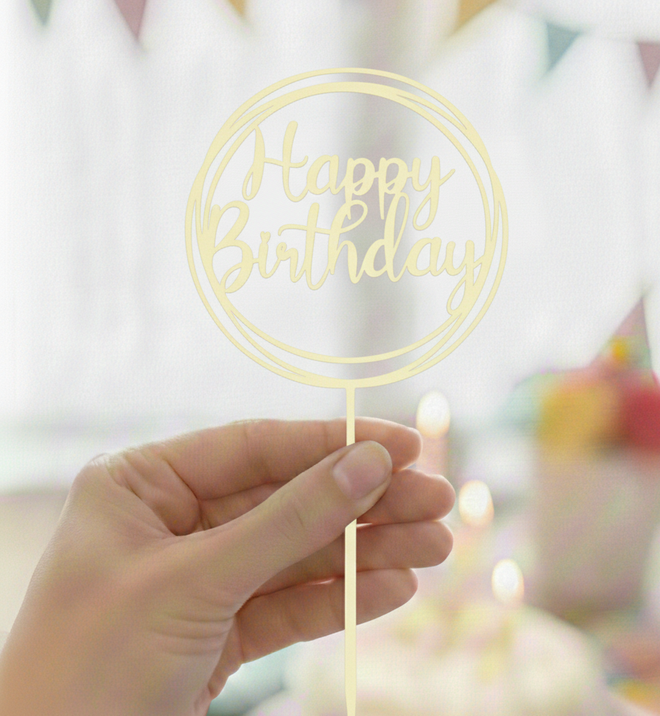 Topo de Bolo Happy Birthday | 3D