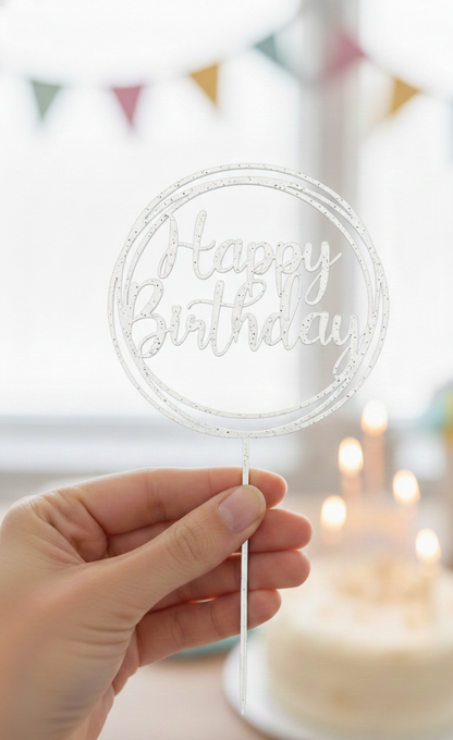 Topo de Bolo Happy Birthday | 3D