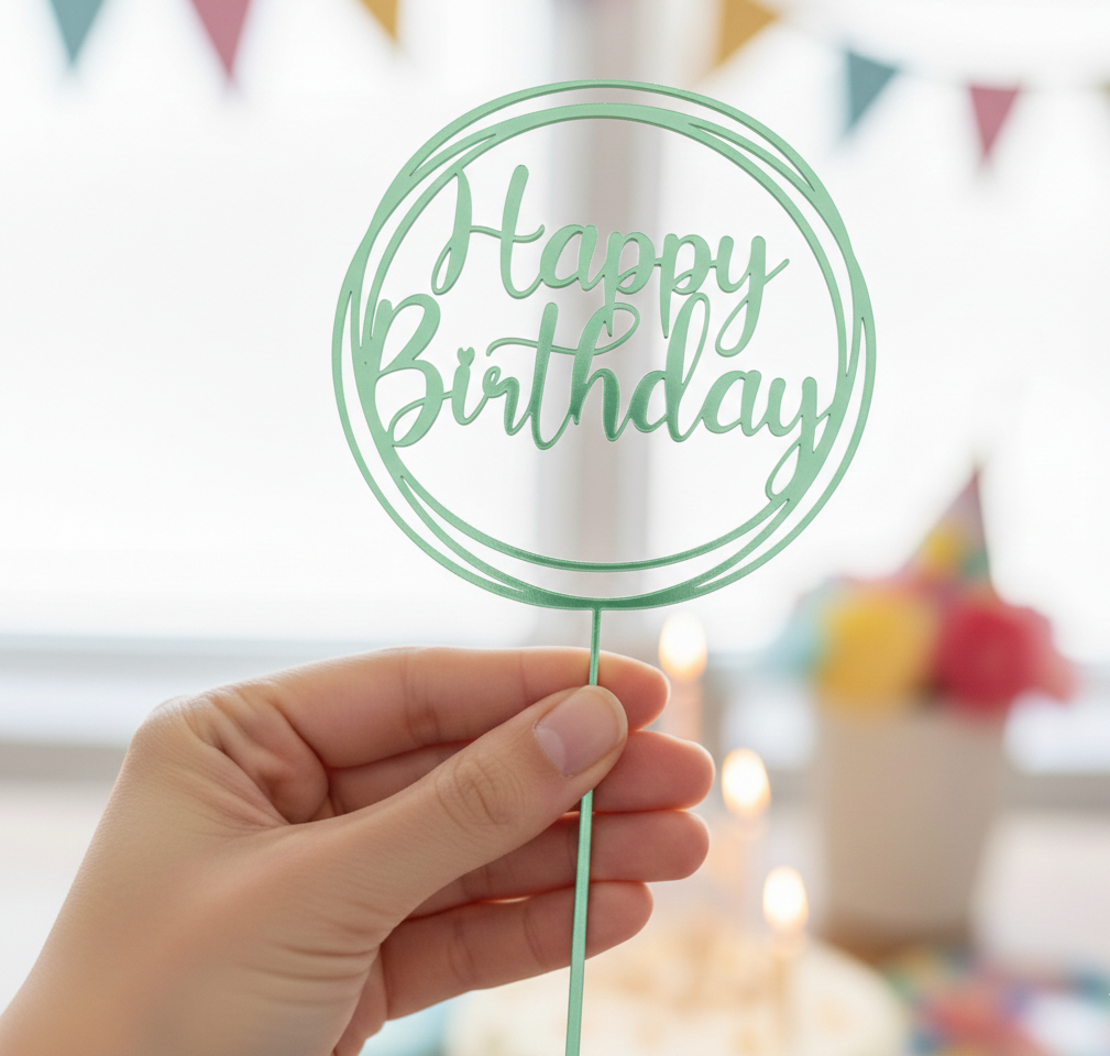 Topo de Bolo Happy Birthday | 3D