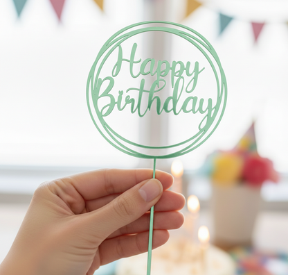 Topo de Bolo Happy Birthday | 3D