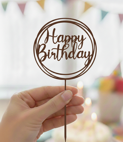 Topo de Bolo Happy Birthday | 3D