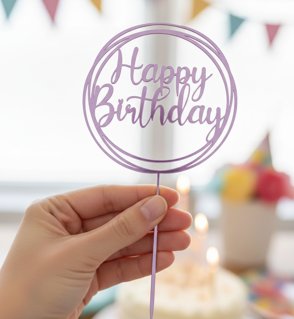 Topo de Bolo Happy Birthday | 3D