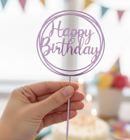 Topo de Bolo Happy Birthday | 3D