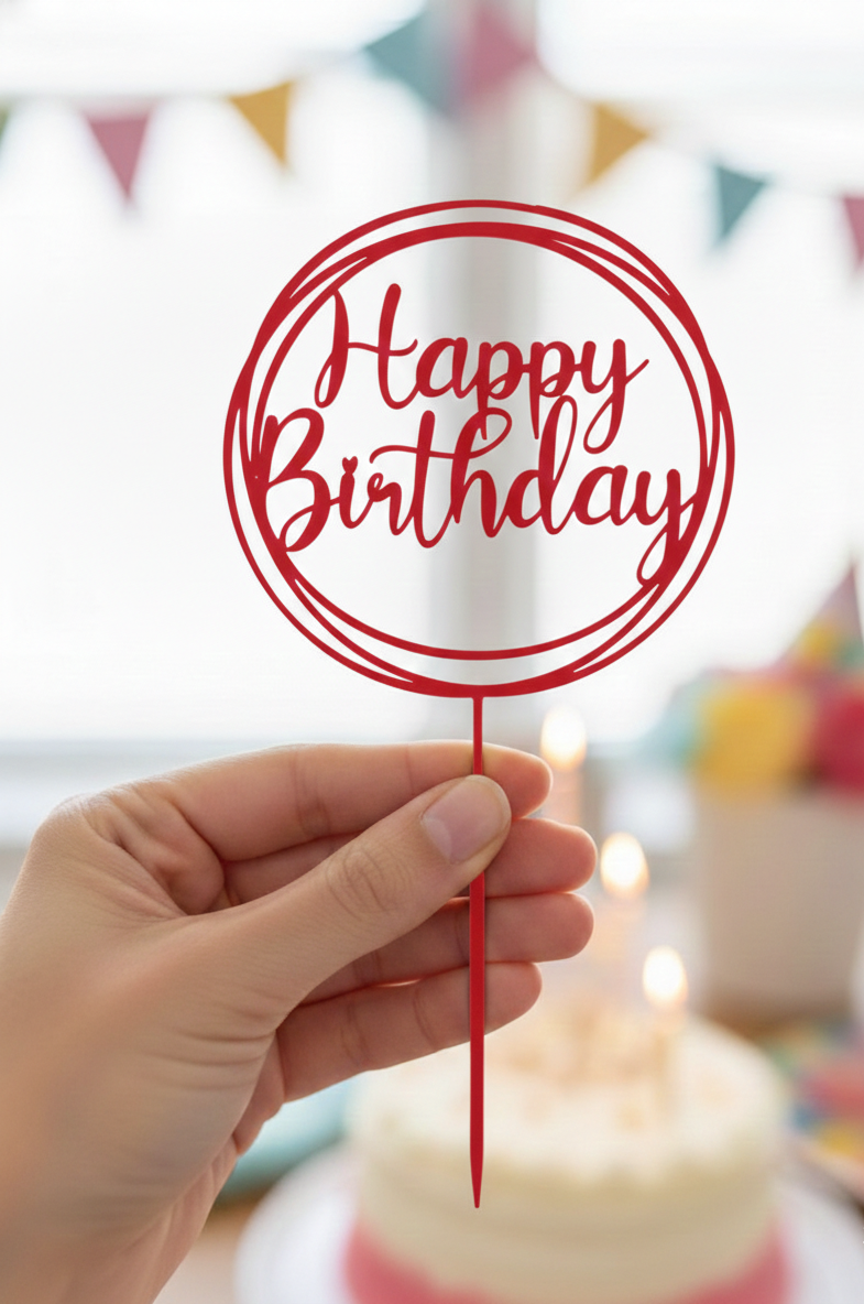 Topo de Bolo Happy Birthday | 3D