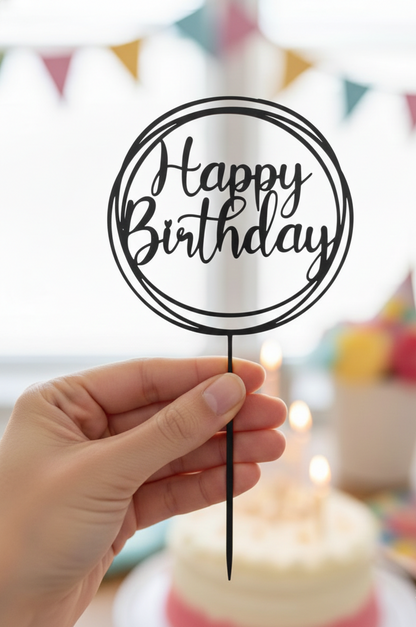 Topo de Bolo Happy Birthday | 3D
