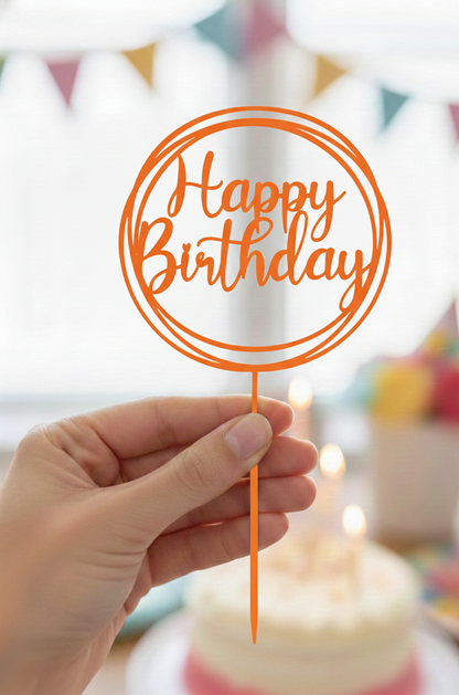 Topo de Bolo Happy Birthday | 3D