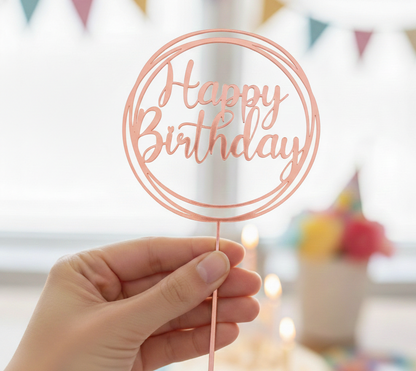 Topo de Bolo Happy Birthday | 3D