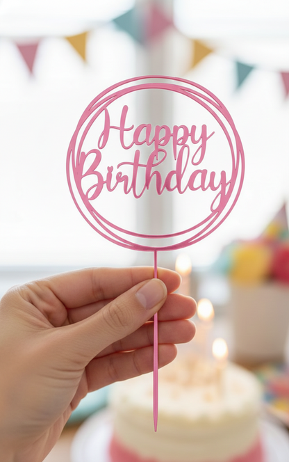 Topo de Bolo Happy Birthday | 3D
