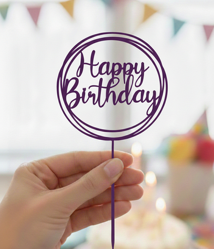 Topo de Bolo Happy Birthday | 3D