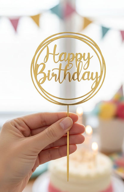 Topo de Bolo Happy Birthday | 3D