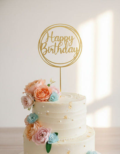 Topo de Bolo Happy Birthday | 3D